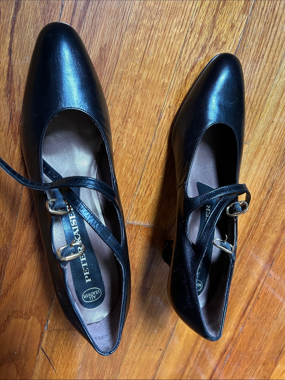 Black Leather Mary Jane Pumps